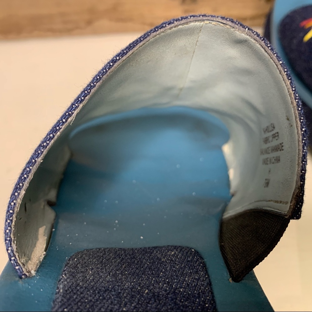 VINTAGE Nine West Y2K Denim Square Toe Embroidered Platform Slides Size 7.5 - Picture 12 of 12